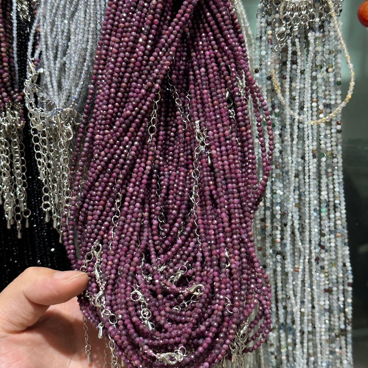 【2mm】 Faceted Natural Crystal Necklace Set | Timeless Sparkle Exquisite Handmade Jewelry