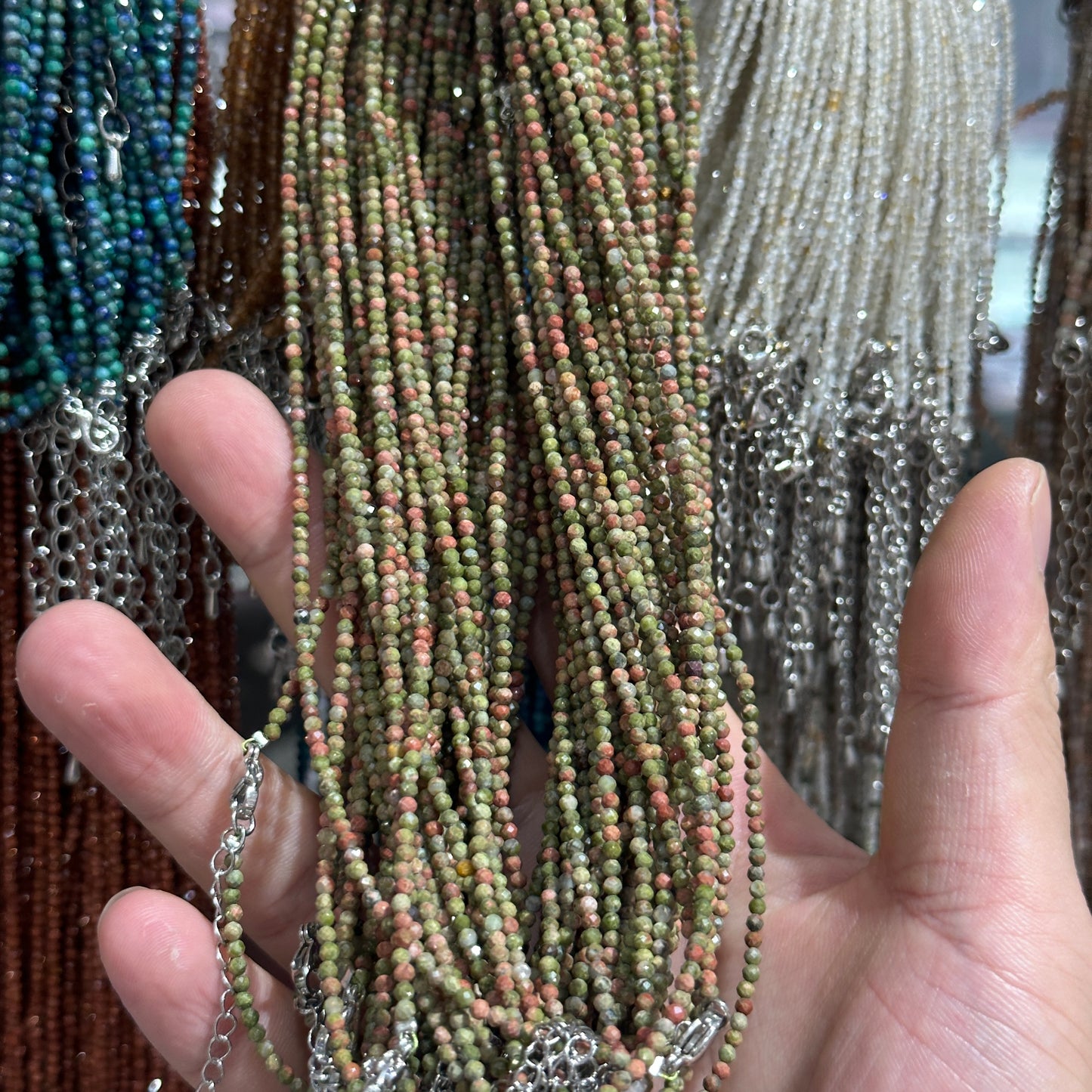 【2mm】 Faceted Natural Crystal Necklace Set | Timeless Sparkle Exquisite Handmade Jewelry