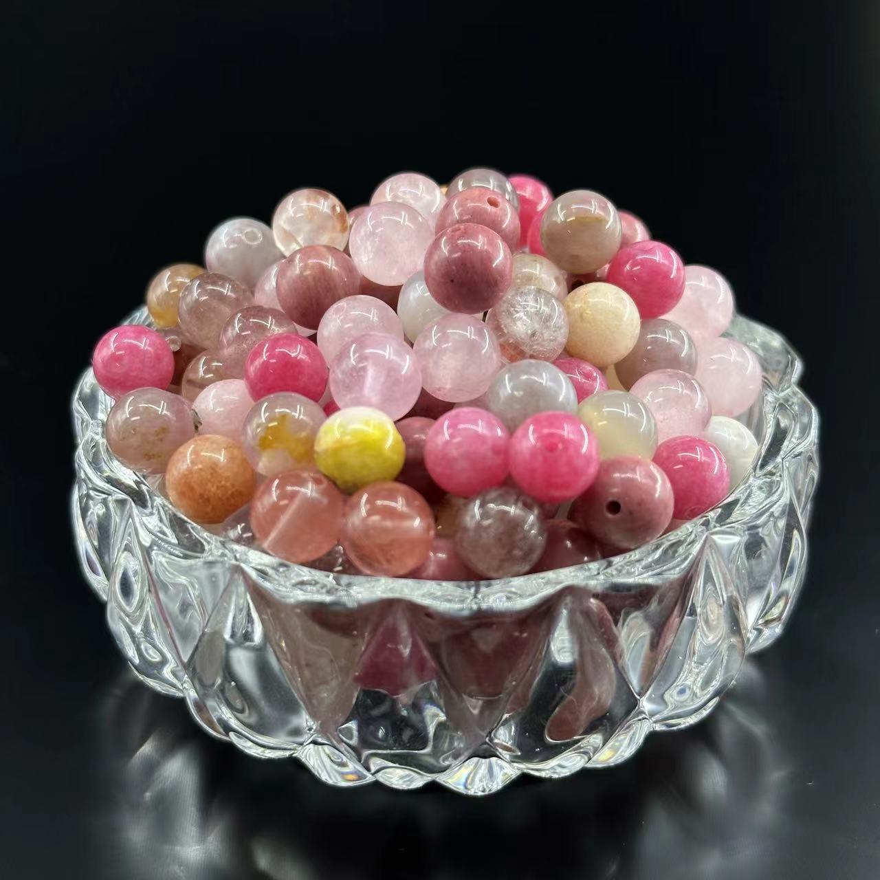 KEVI-DIY 8mm(±0.5mm) Natural Crystal Bead Set | 180 Beads + Free Elastic Strings & Charming Spacers | Make 8 Bracelets
