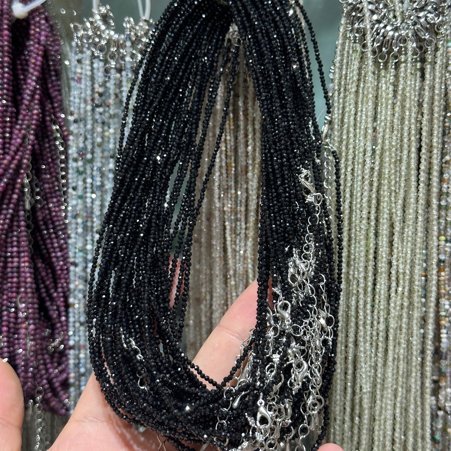 【2mm】 Faceted Natural Crystal Necklace Set | Timeless Sparkle Exquisite Handmade Jewelry