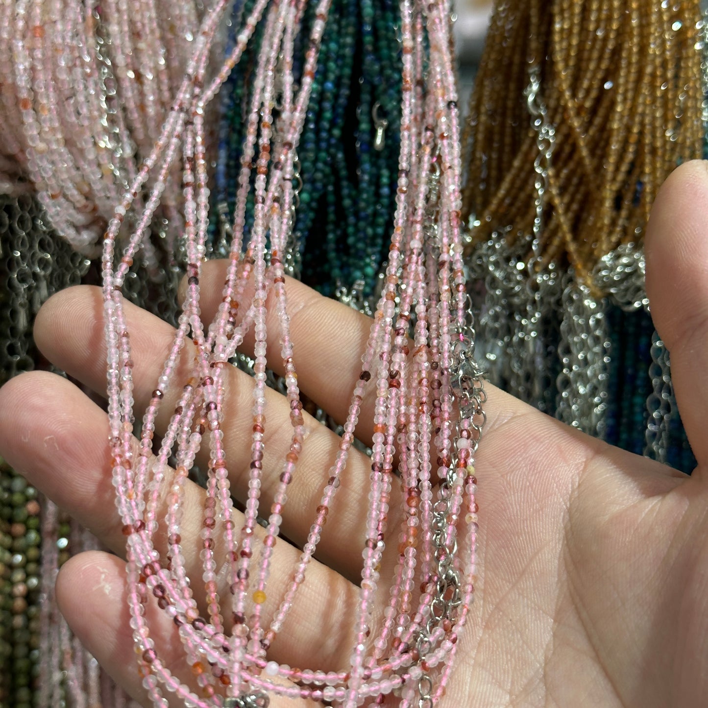 【2mm】 Faceted Natural Crystal Necklace Set | Timeless Sparkle Exquisite Handmade Jewelry