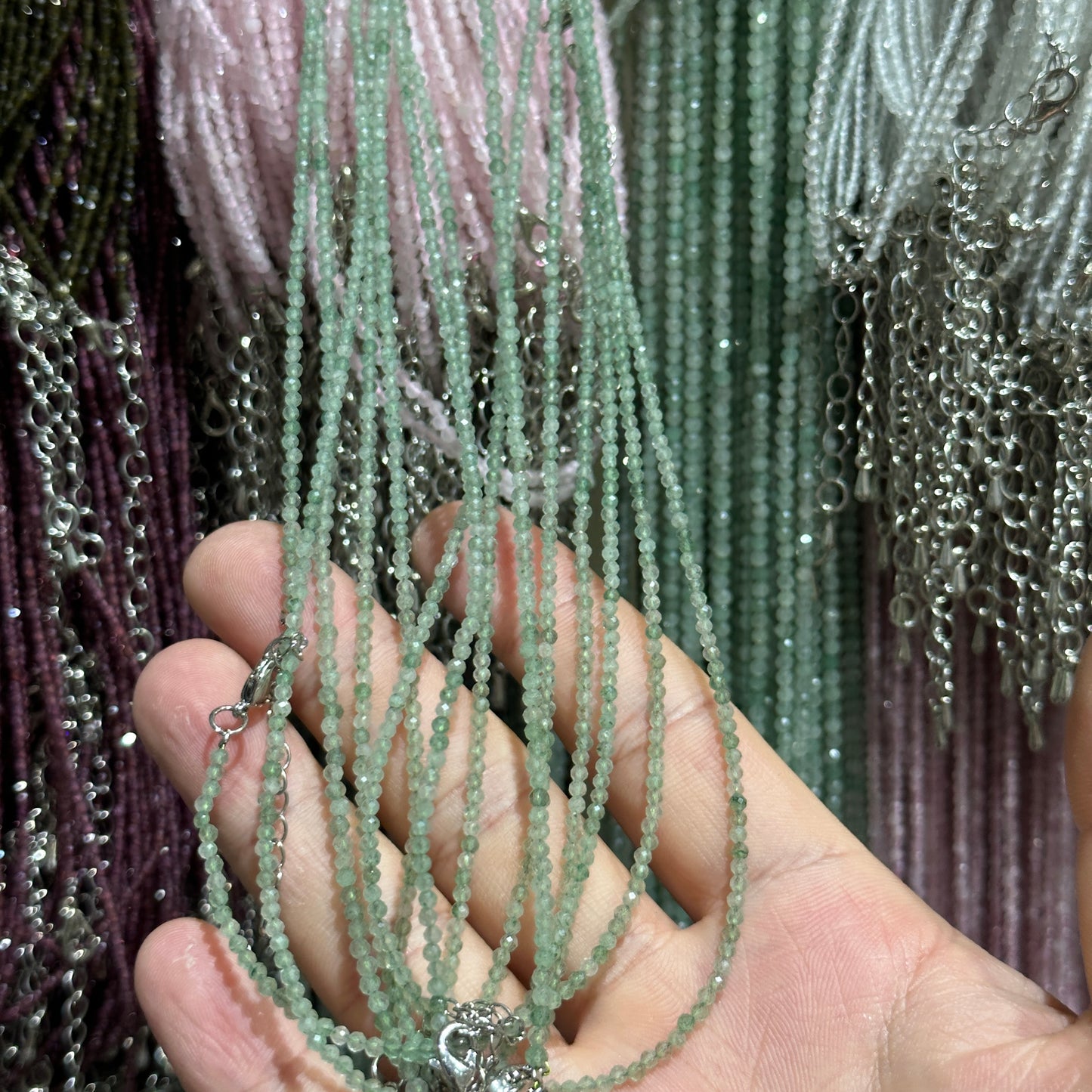 【2mm】 Faceted Natural Crystal Necklace Set | Timeless Sparkle Exquisite Handmade Jewelry