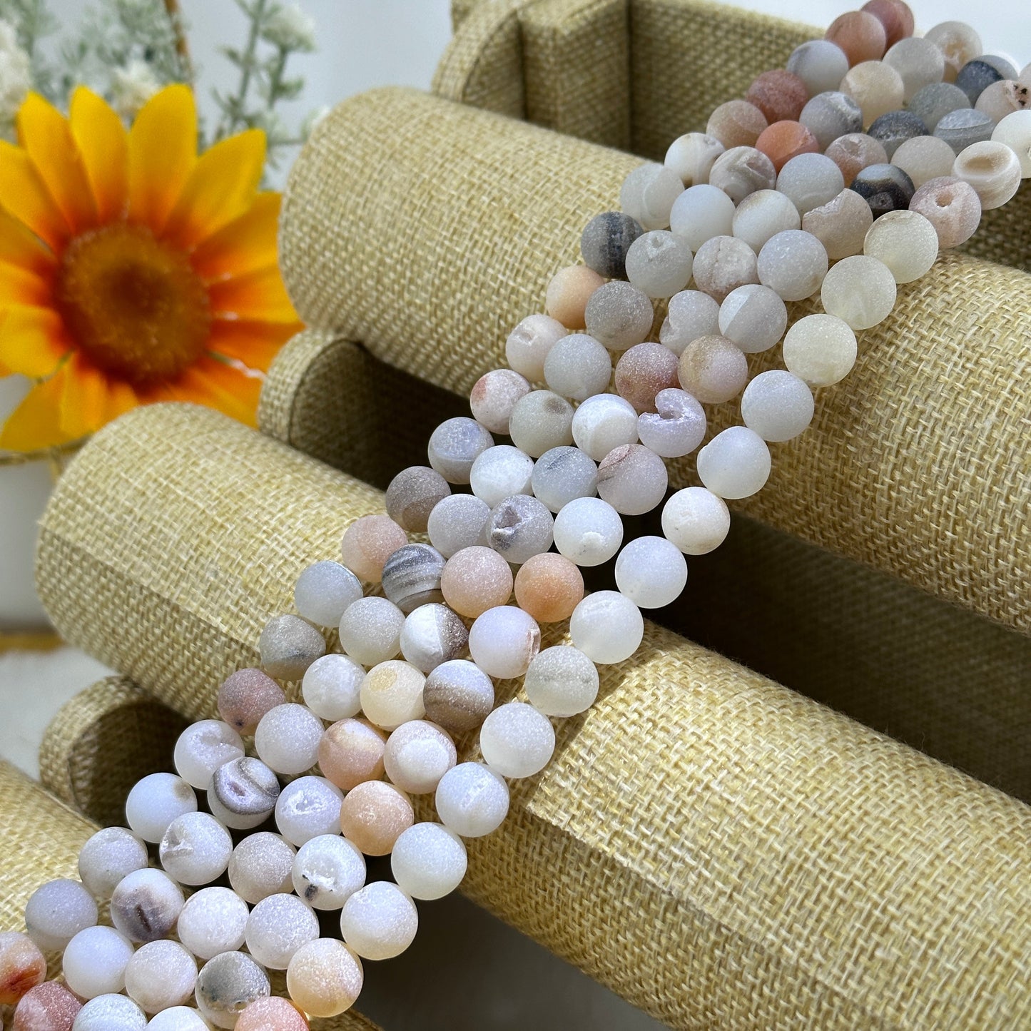 KEVI-DIY-【12 MM】Natural Crystal Beads (1 Strand about 32PCS)