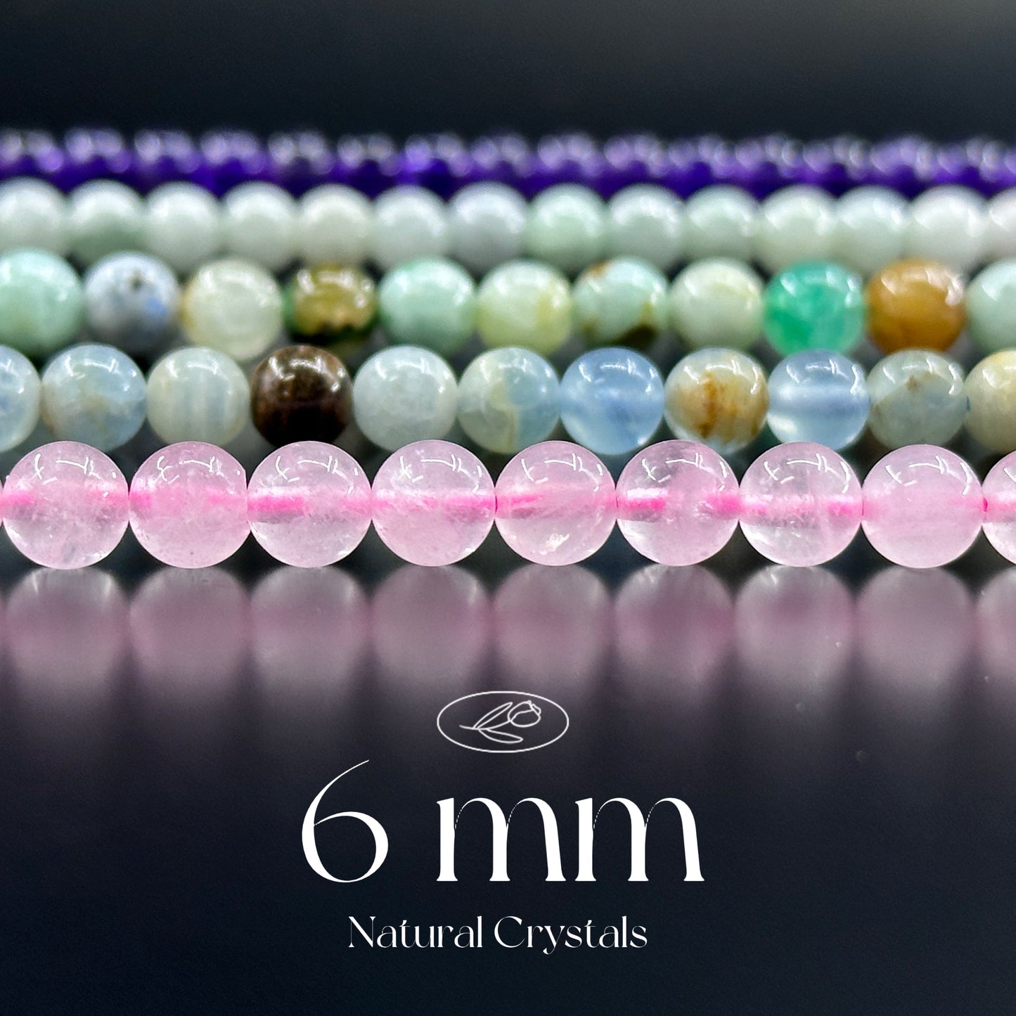 KEVI-DIY-【6 MM】Natural Crystal Semi-finished Beads (1 Strand about 58-65PCS)