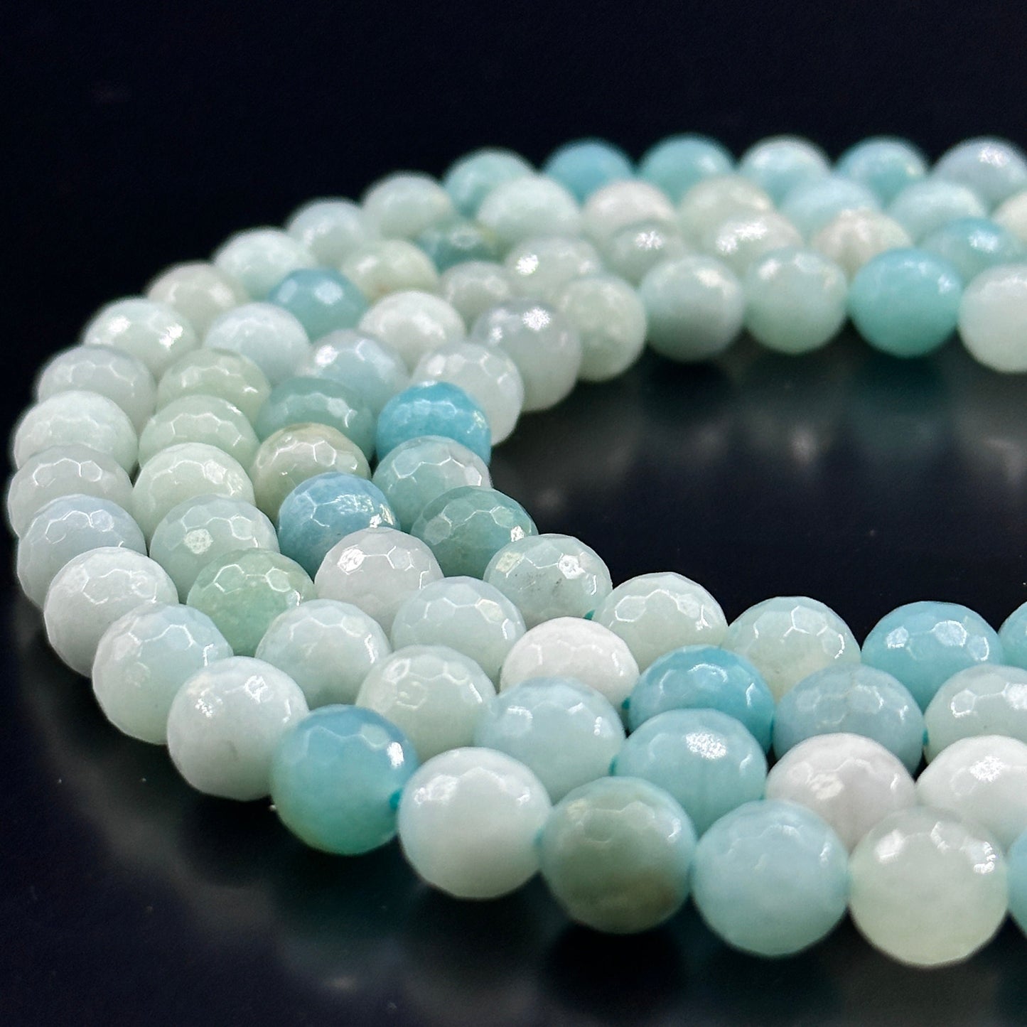 KEVI-DIY【8mm】Faceted Crystal Beads (46PCS/Strand ) With Box Needles Strings Spacers