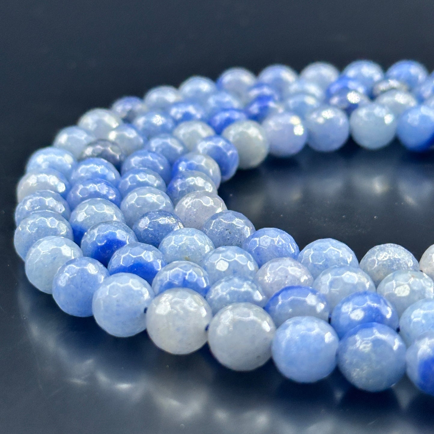 KEVI-DIY【8mm】Faceted Crystal Beads (46PCS/Strand ) With Box Needles Strings Spacers