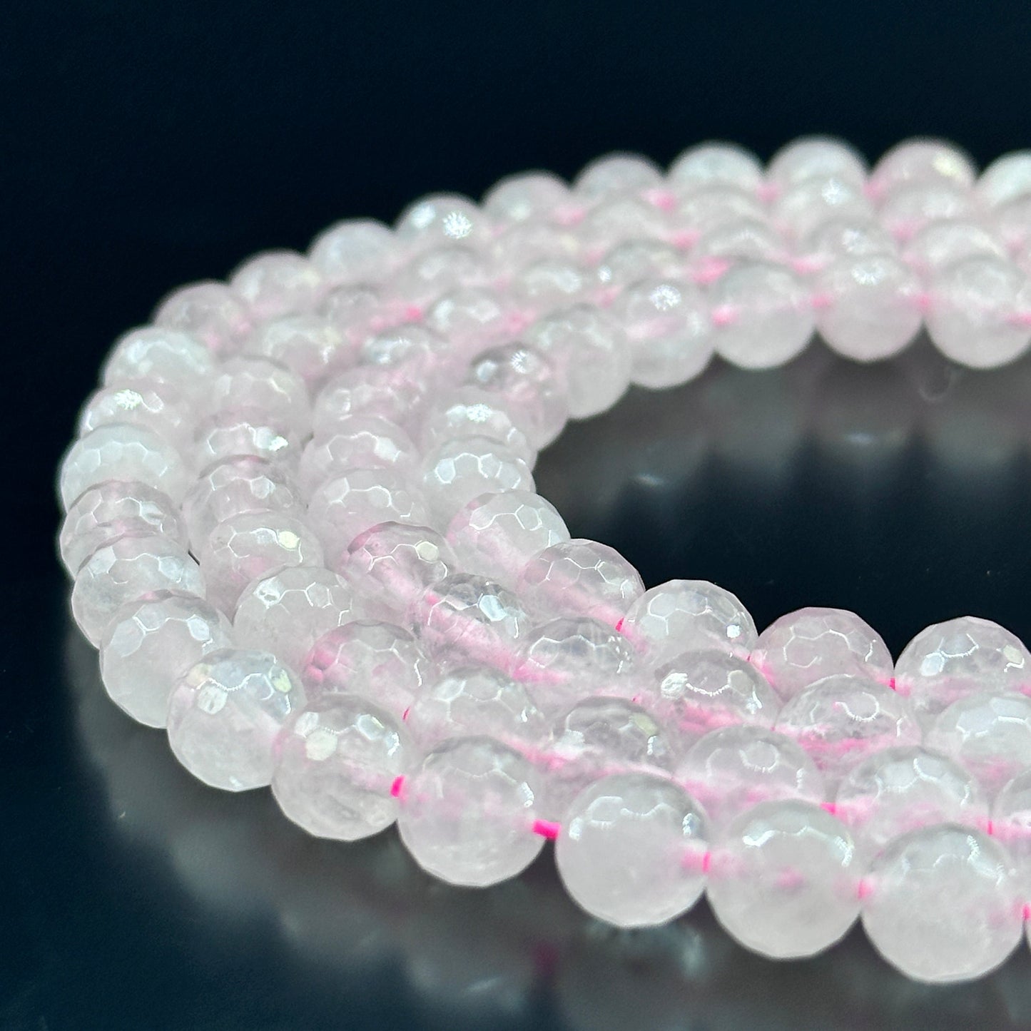 KEVI-DIY【8mm】Faceted Crystal Beads (46PCS/Strand ) With Box Needles Strings Spacers