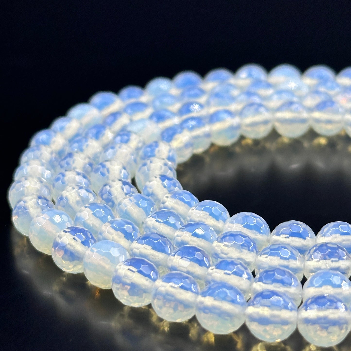 KEVI-DIY【8mm】Faceted Crystal Beads (46PCS/Strand ) With Box Needles Strings Spacers