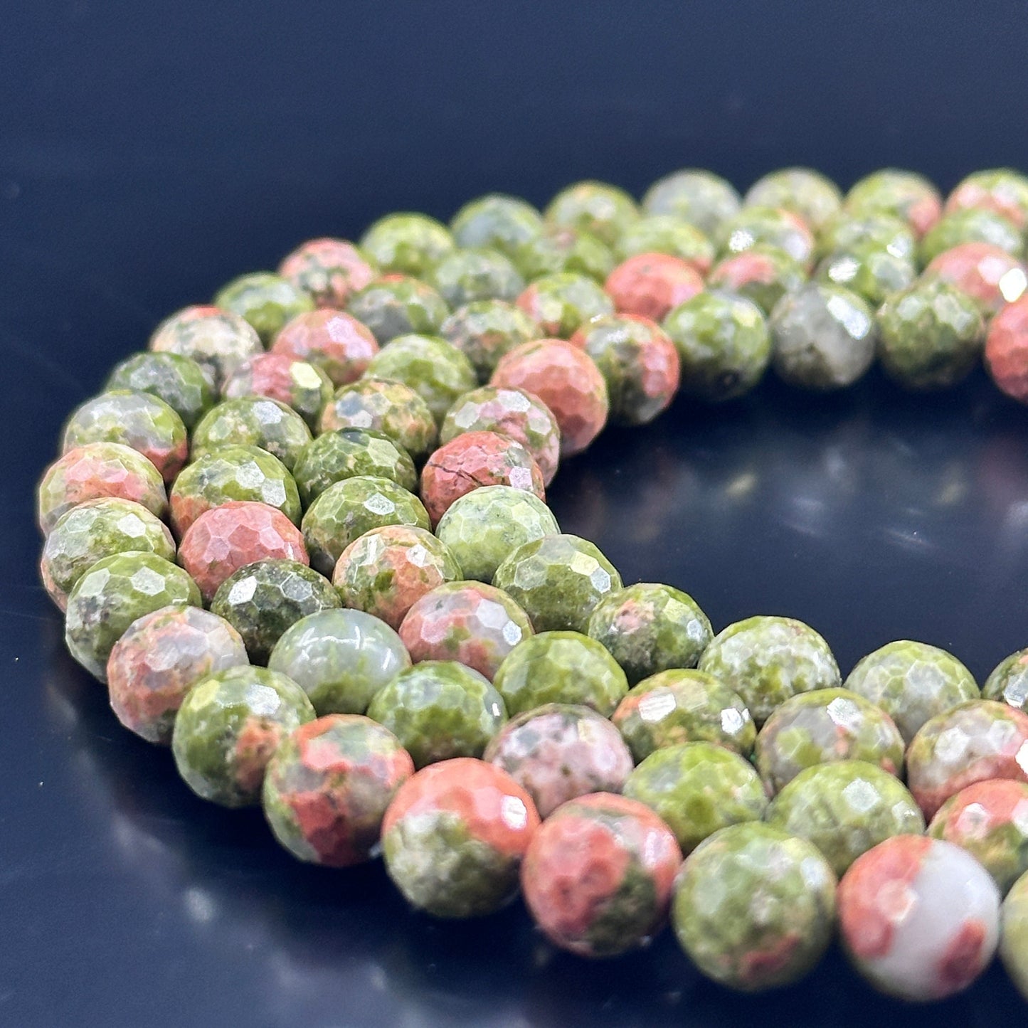 KEVI-DIY【8mm】Faceted Crystal Beads (46PCS/Strand ) With Box Needles Strings Spacers