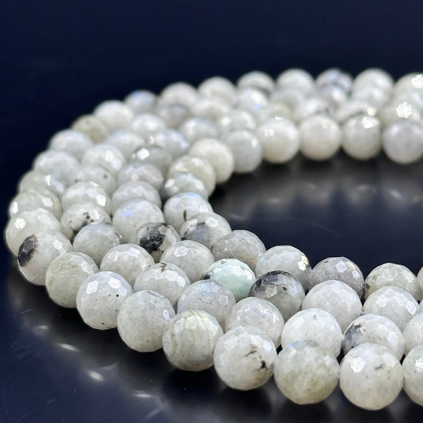 KEVI-DIY【8mm】Faceted Crystal Beads (46PCS/Strand ) With Box Needles Strings Spacers