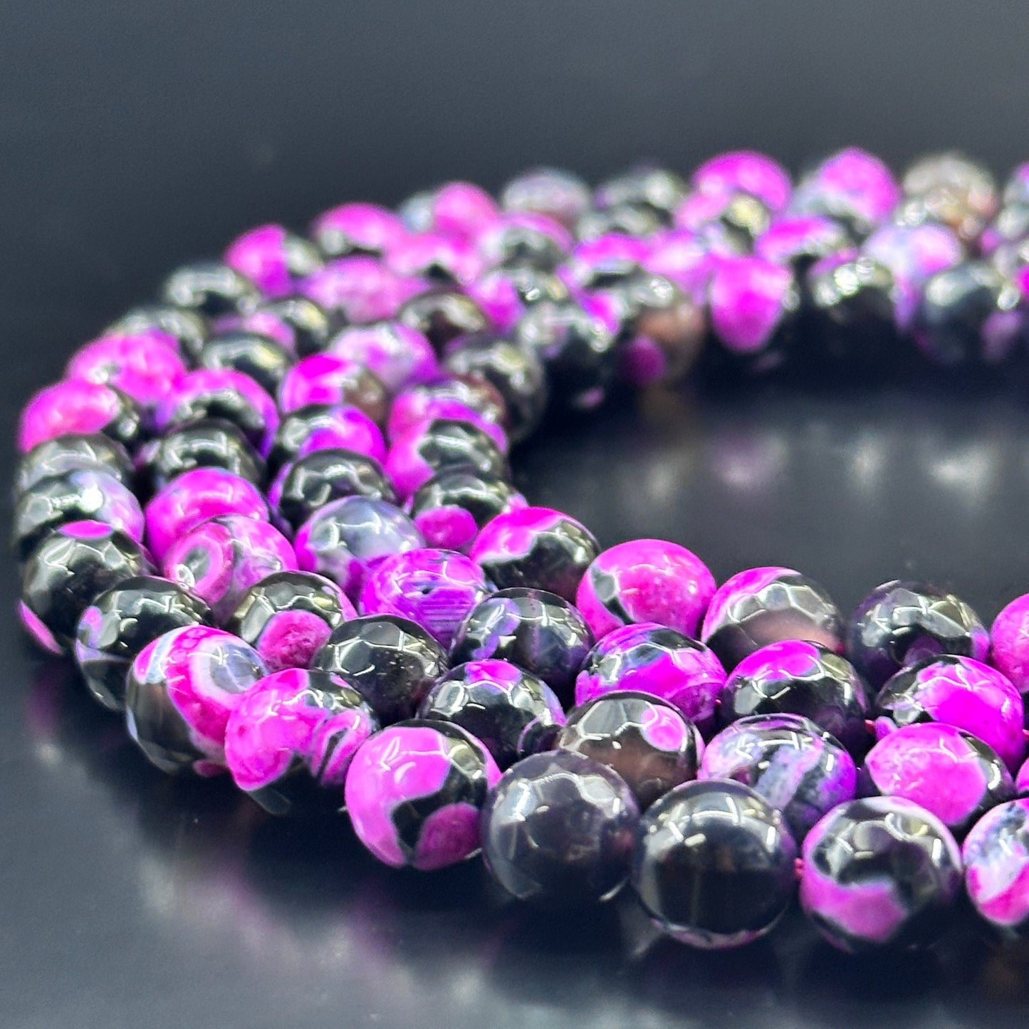 KEVI-DIY【8mm】Faceted Crystal Beads (46PCS/Strand ) With Box Needles Strings Spacers