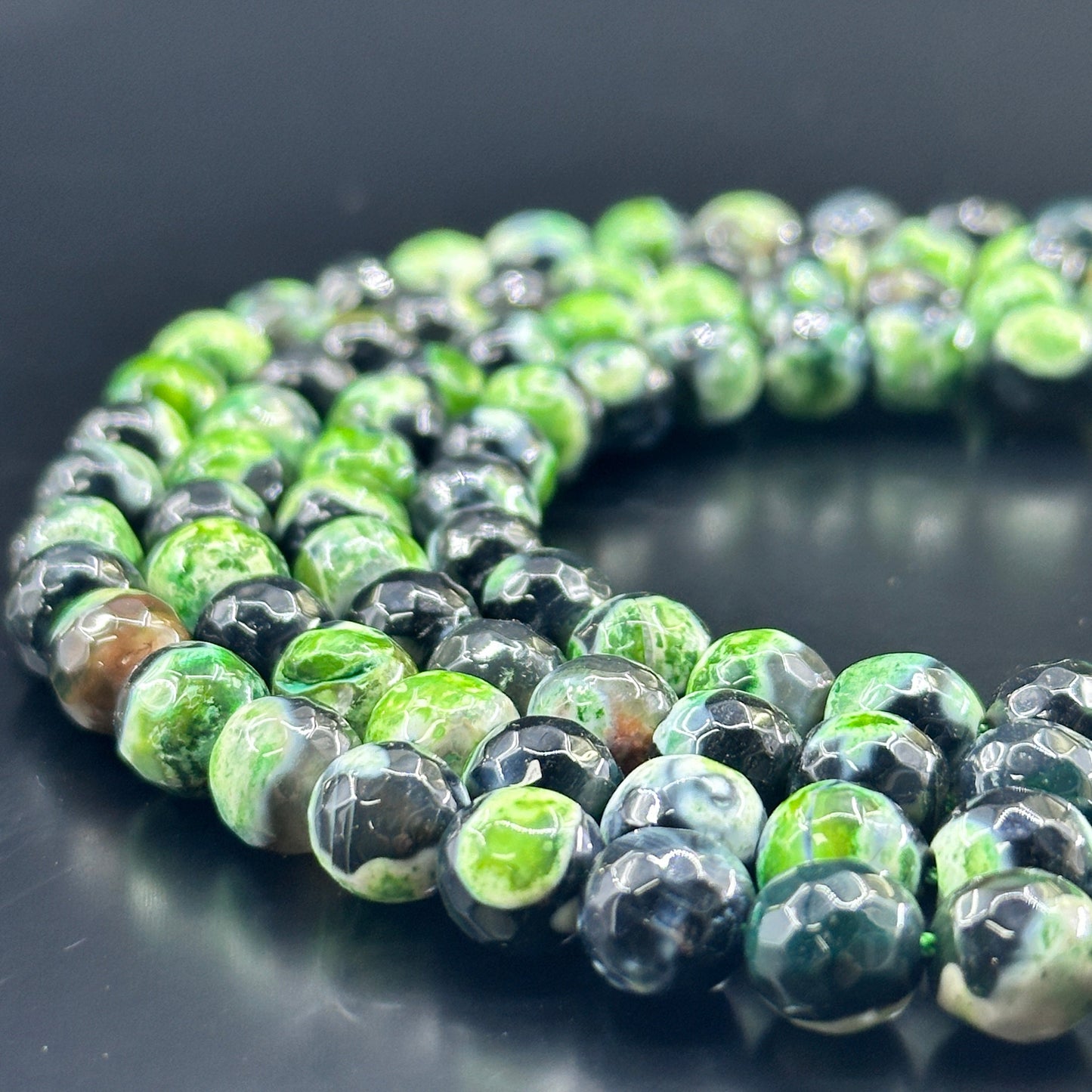 KEVI-DIY【8mm】Faceted Crystal Beads (46PCS/Strand ) With Box Needles Strings Spacers