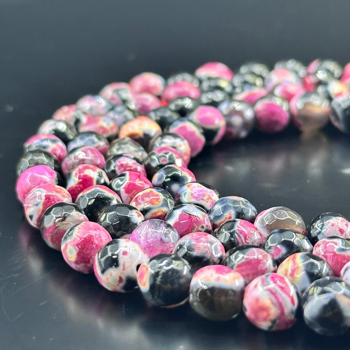 KEVI-DIY【8mm】Faceted Crystal Beads (46PCS/Strand ) With Box Needles Strings Spacers