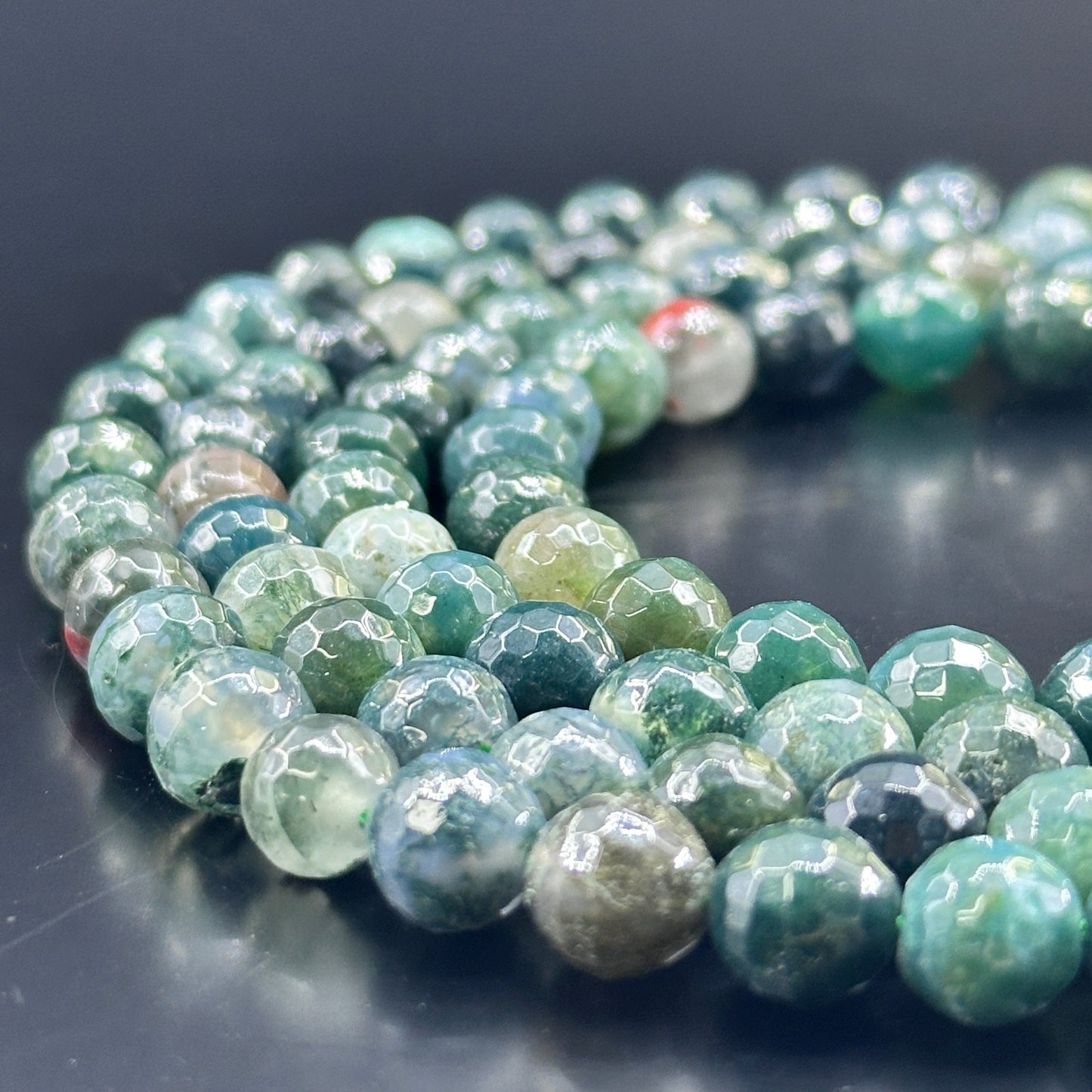 KEVI-DIY【8mm】Faceted Crystal Beads (46PCS/Strand ) With Box Needles Strings Spacers