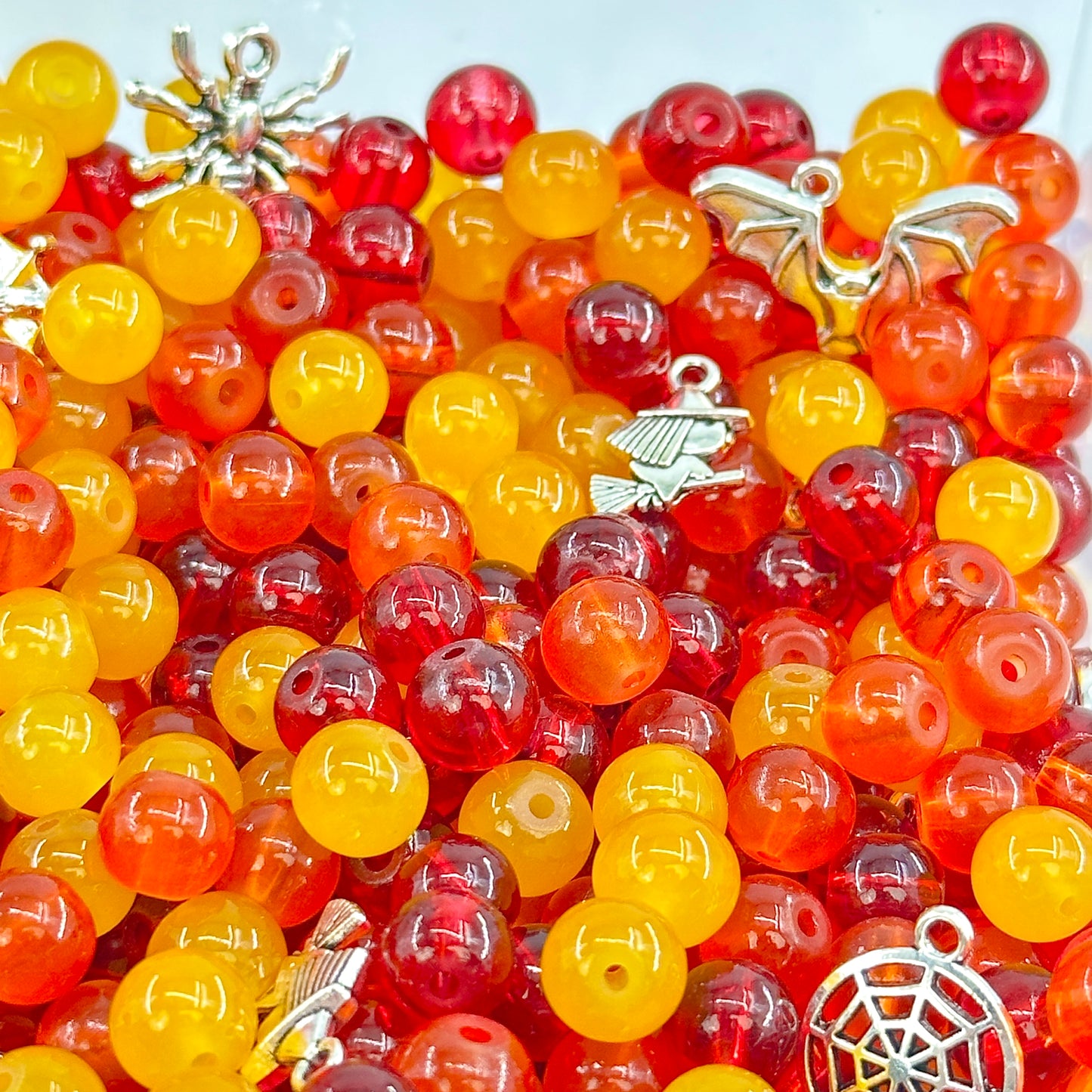 KEVI-DIY 8mm(±0.5mm) Glass Bead Set | 220 Beads + Free Elastic Strings & Charming Spacers | Make 10 Bracelets