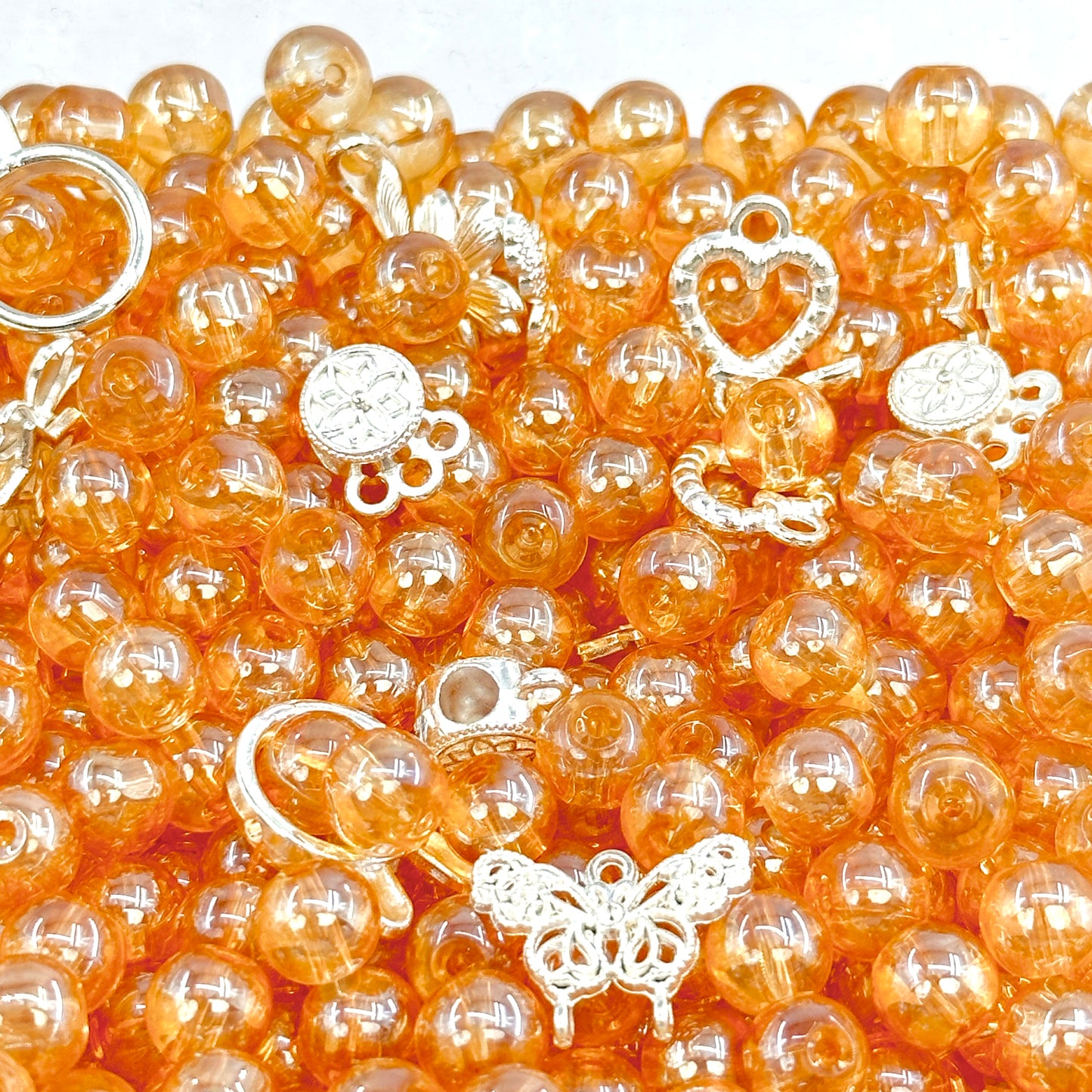 KEVI-DIY 8mm(±0.5mm) Glass Bead Set | 220 Beads + Free Elastic Strings & Charming Spacers | Make 10 Bracelets