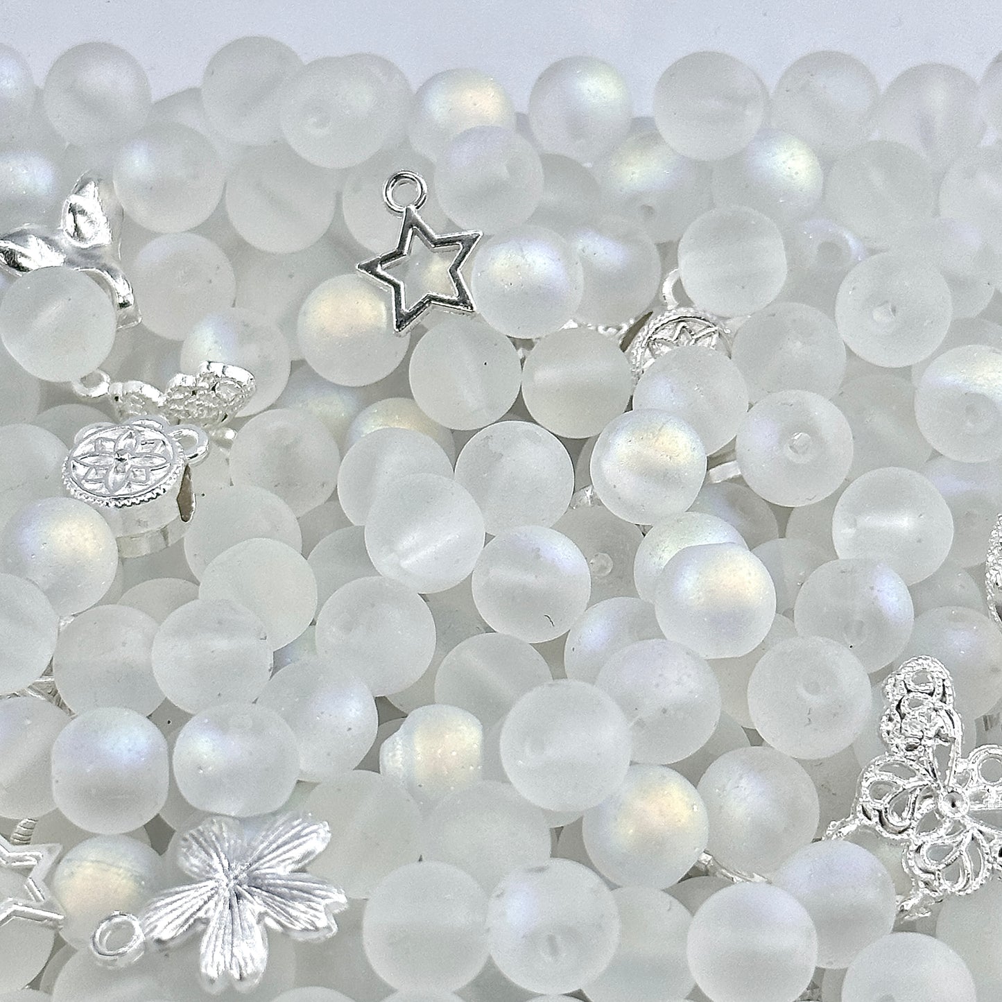 KEVI-DIY 8mm(±0.5mm) Glass Bead Set | 220 Beads + Free Elastic Strings & Charming Spacers | Make 10 Bracelets