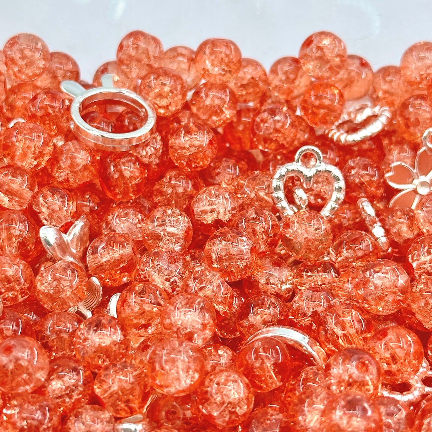 KEVI-DIY 8mm(±0.5mm) Glass Bead Set | 220 Beads + Free Elastic Strings & Charming Spacers | Make 10 Bracelets