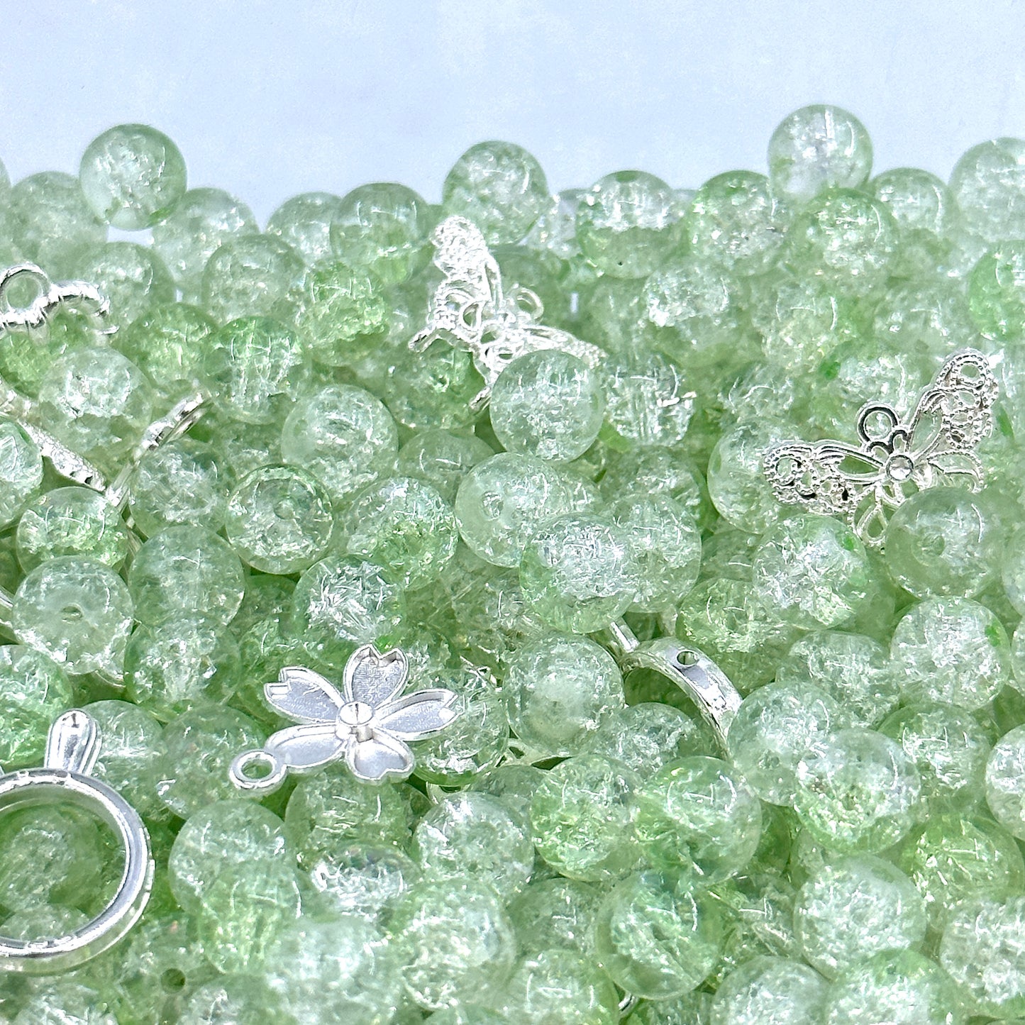 KEVI-DIY 8mm(±0.5mm) Glass Bead Set | 220 Beads + Free Elastic Strings & Charming Spacers | Make 10 Bracelets
