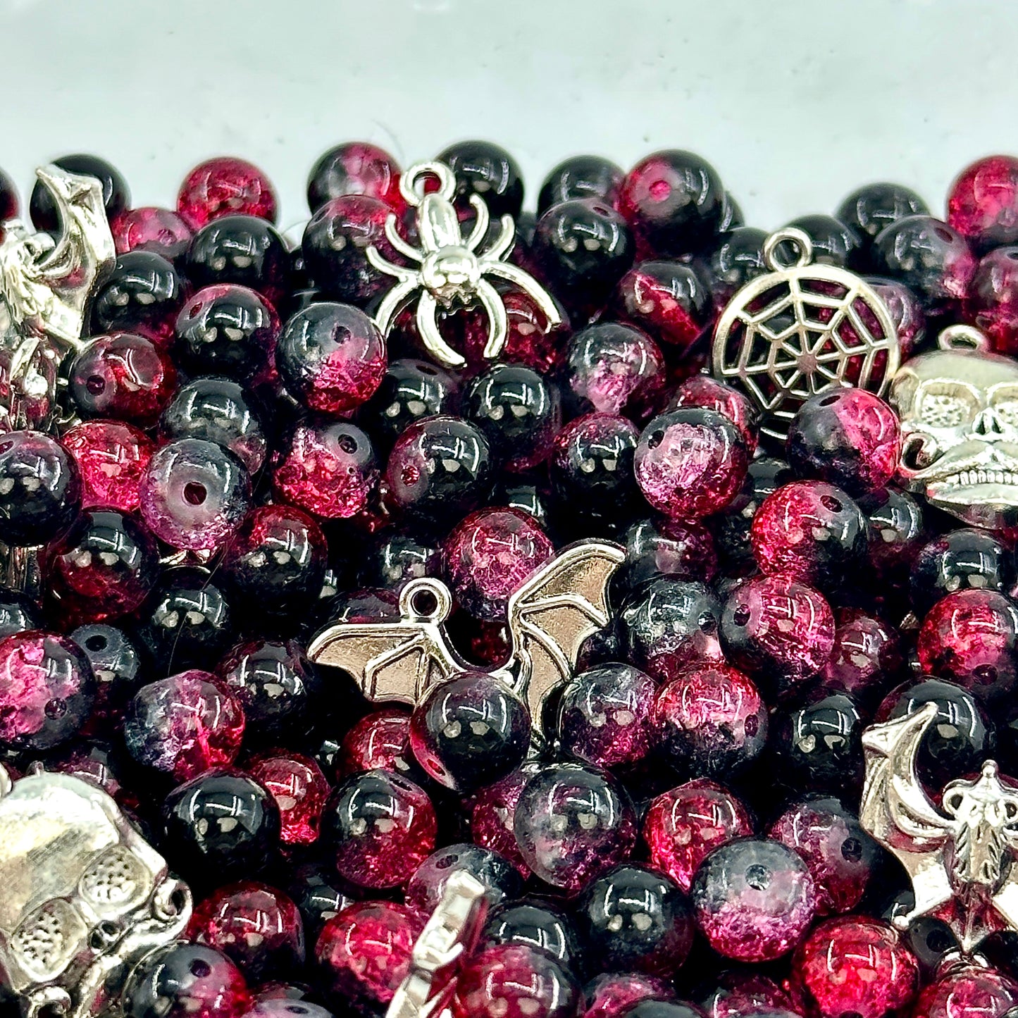 KEVI-DIY 8mm(±0.5mm) Glass Bead Set | 220 Beads + Free Elastic Strings & Charming Spacers | Make 10 Bracelets