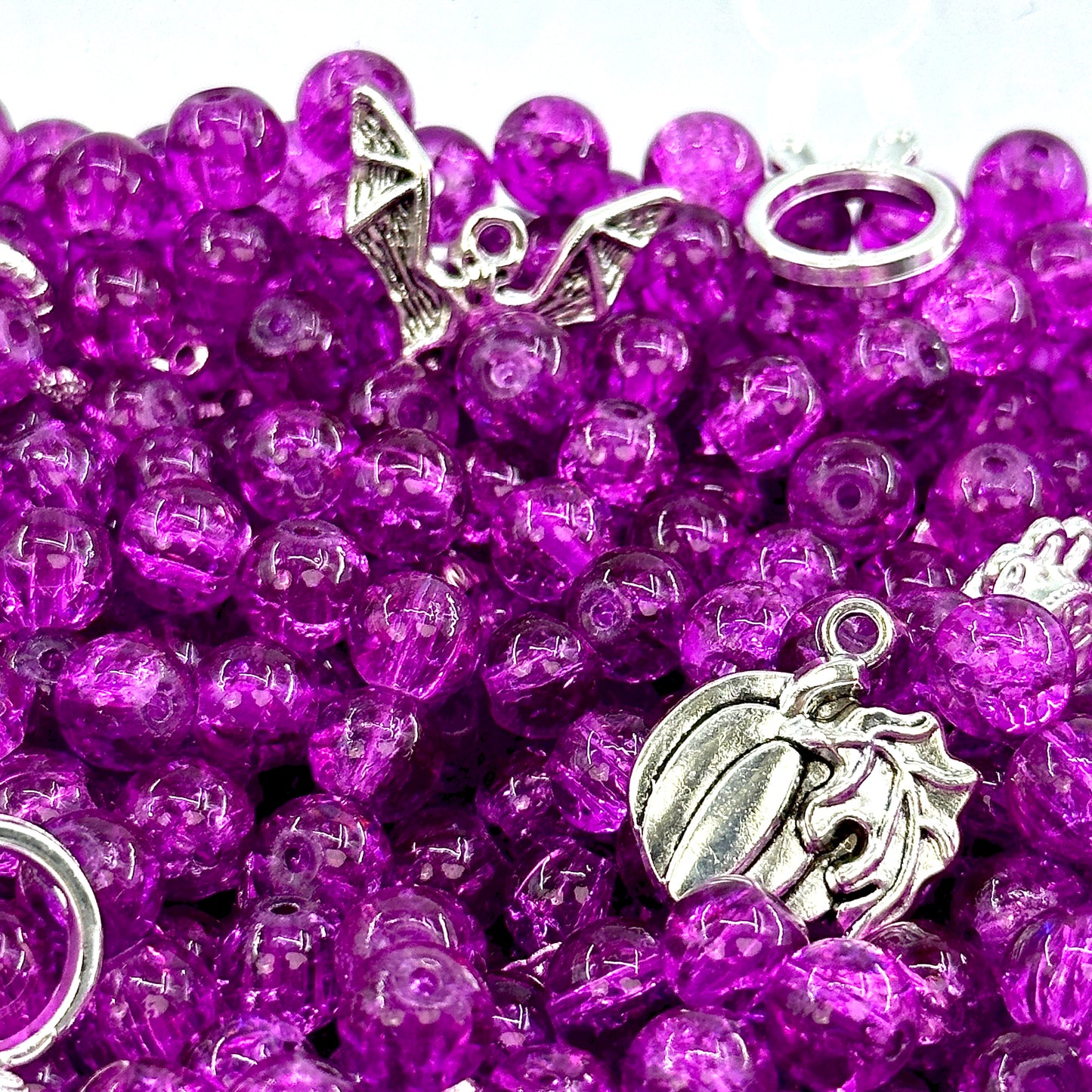 KEVI-DIY 8mm(±0.5mm) Glass Bead Set | 220 Beads + Free Elastic Strings & Charming Spacers | Make 10 Bracelets