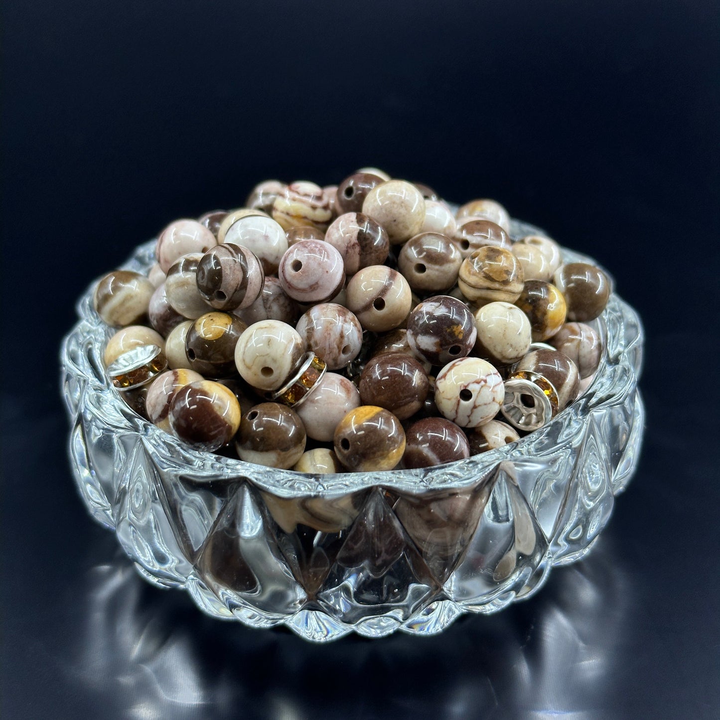 KEVI-DIY 8mm(±0.5mm) Natural Crystal Bead Set | 180 Beads + Free Elastic Strings & Charming Spacers | Make 8 Bracelets