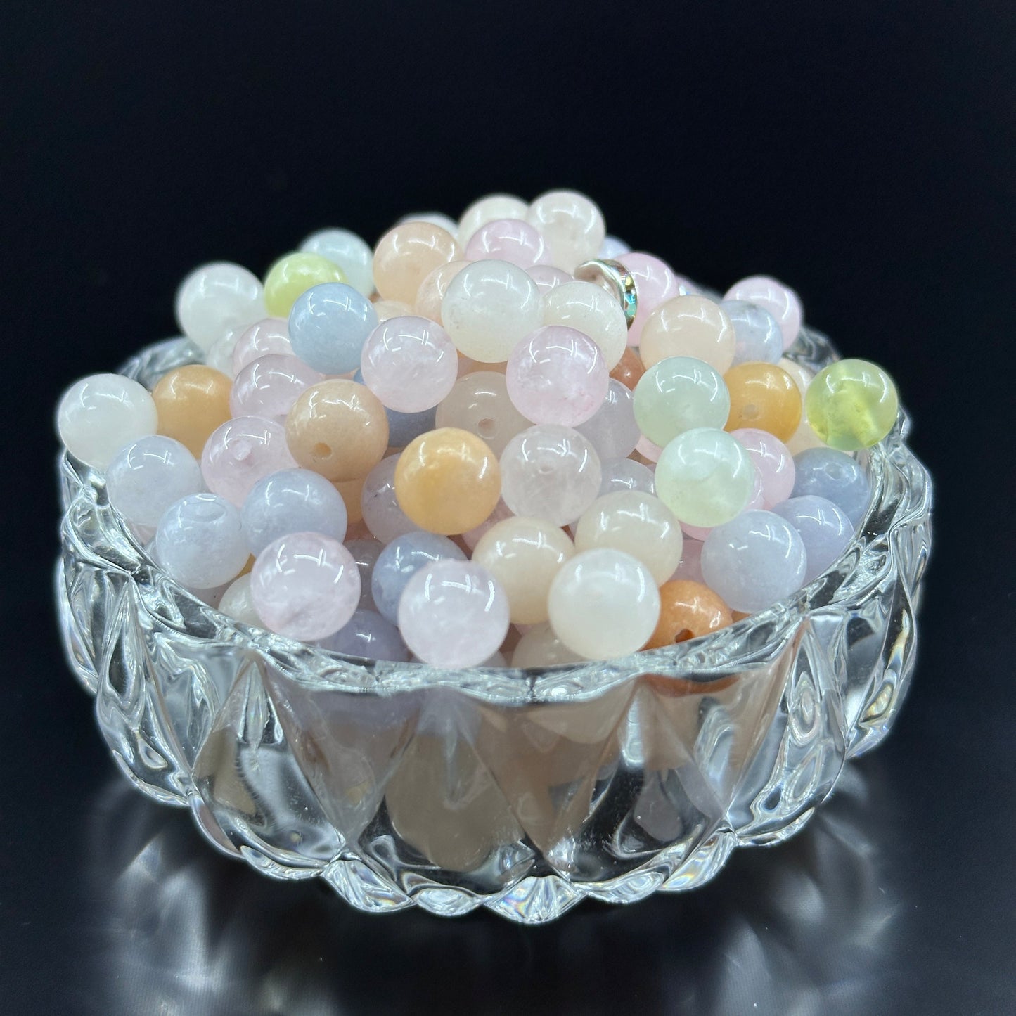 KEVI-DIY 8mm(±0.5mm) Natural Crystal Bead Set | 180 Beads + Free Elastic Strings & Charming Spacers | Make 8 Bracelets