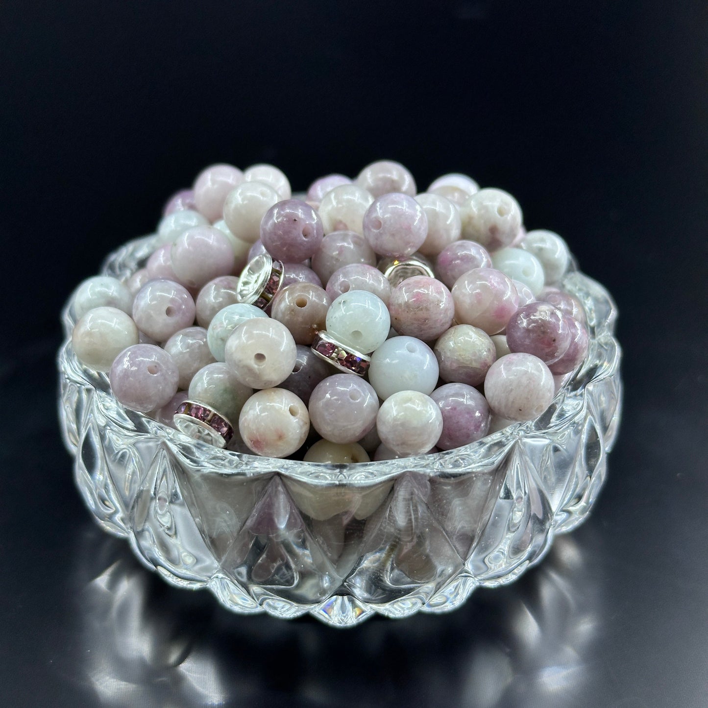 KEVI-DIY 8mm(±0.5mm) Natural Crystal Bead Set | 180 Beads + Free Elastic Strings & Charming Spacers | Make 8 Bracelets
