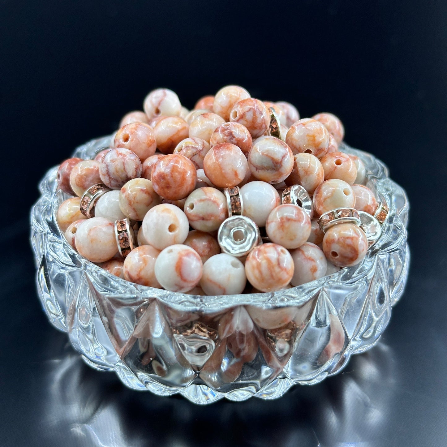 KEVI-DIY 8mm(±0.5mm) Natural Crystal Bead Set | 180 Beads + Free Elastic Strings & Charming Spacers | Make 8 Bracelets