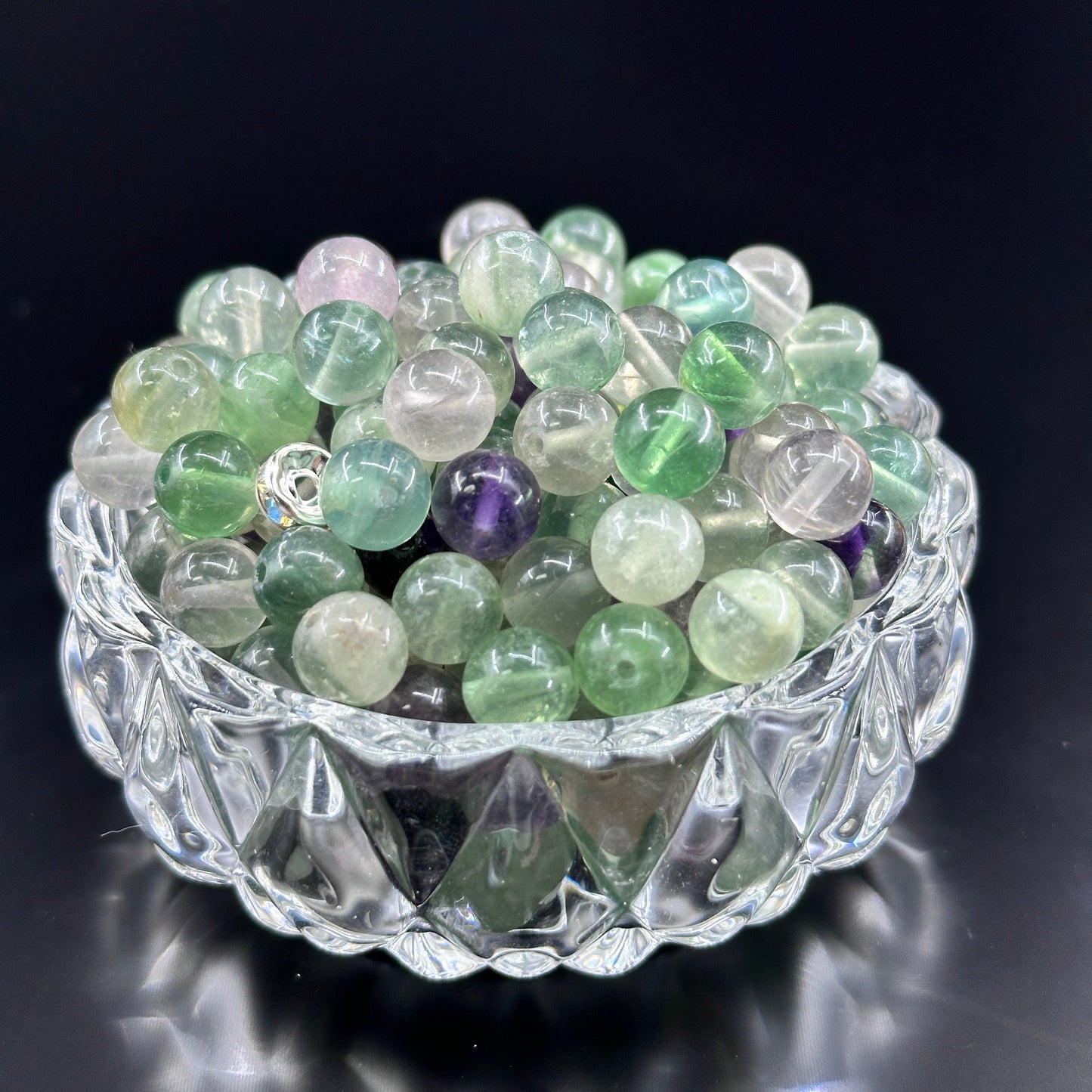 KEVI-DIY 8mm(±0.5mm) Natural Crystal Bead Set | 180 Beads + Free Elastic Strings & Charming Spacers | Make 8 Bracelets