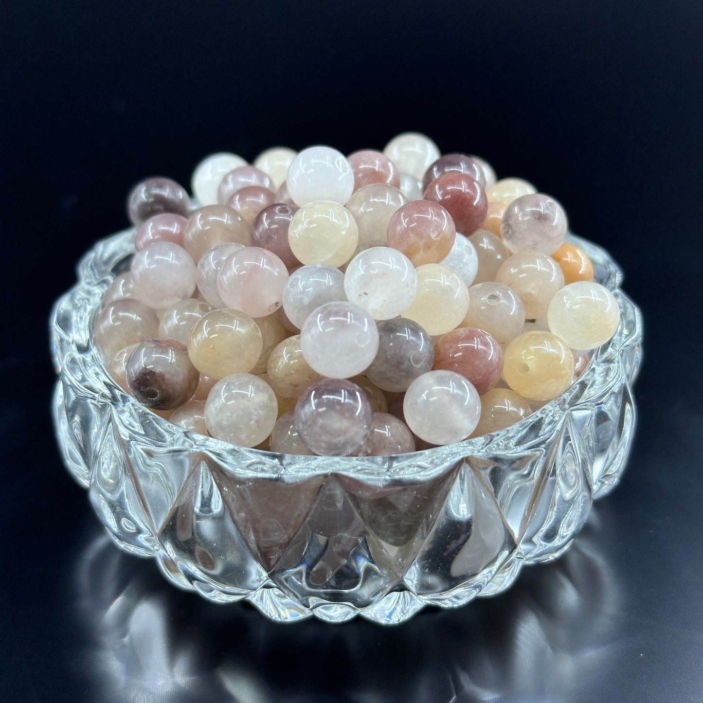 KEVI-DIY 8mm(±0.5mm) Natural Crystal Bead Set | 180 Beads + Free Elastic Strings & Charming Spacers | Make 8 Bracelets