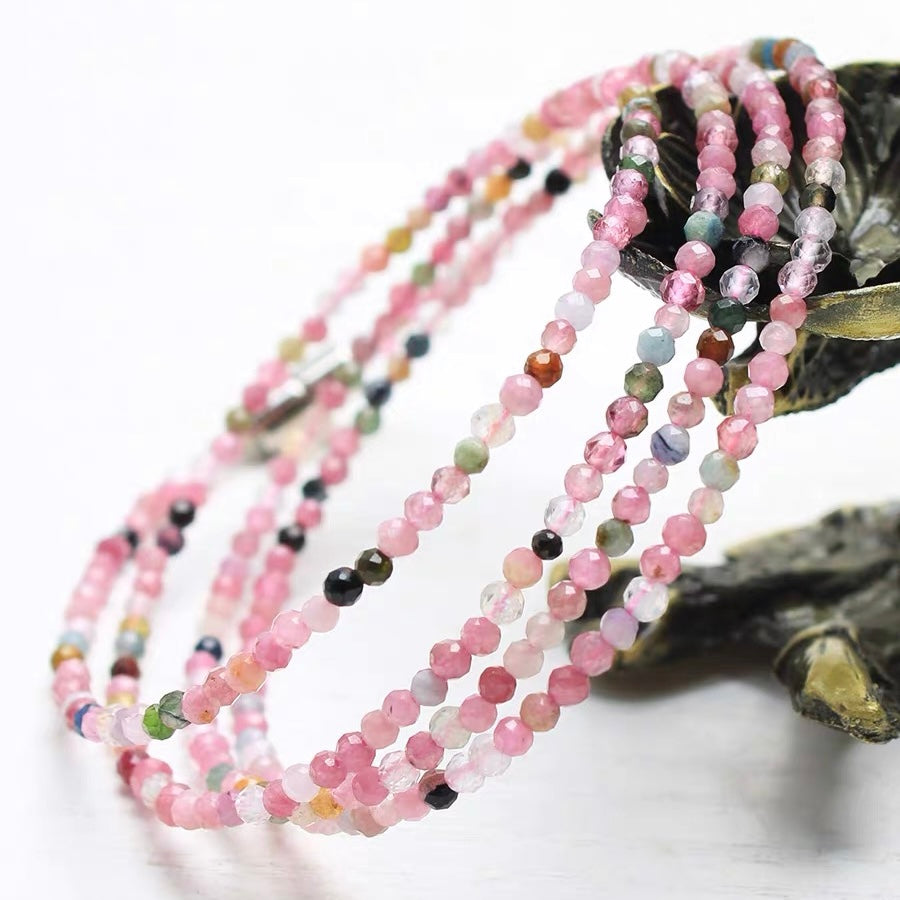 【2mm】 Faceted Natural Crystal Necklace Set | Timeless Sparkle Exquisite Handmade Jewelry