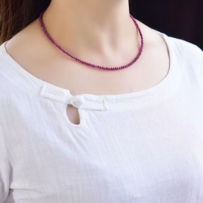 【2mm】 Faceted Natural Crystal Necklace Set | Timeless Sparkle Exquisite Handmade Jewelry