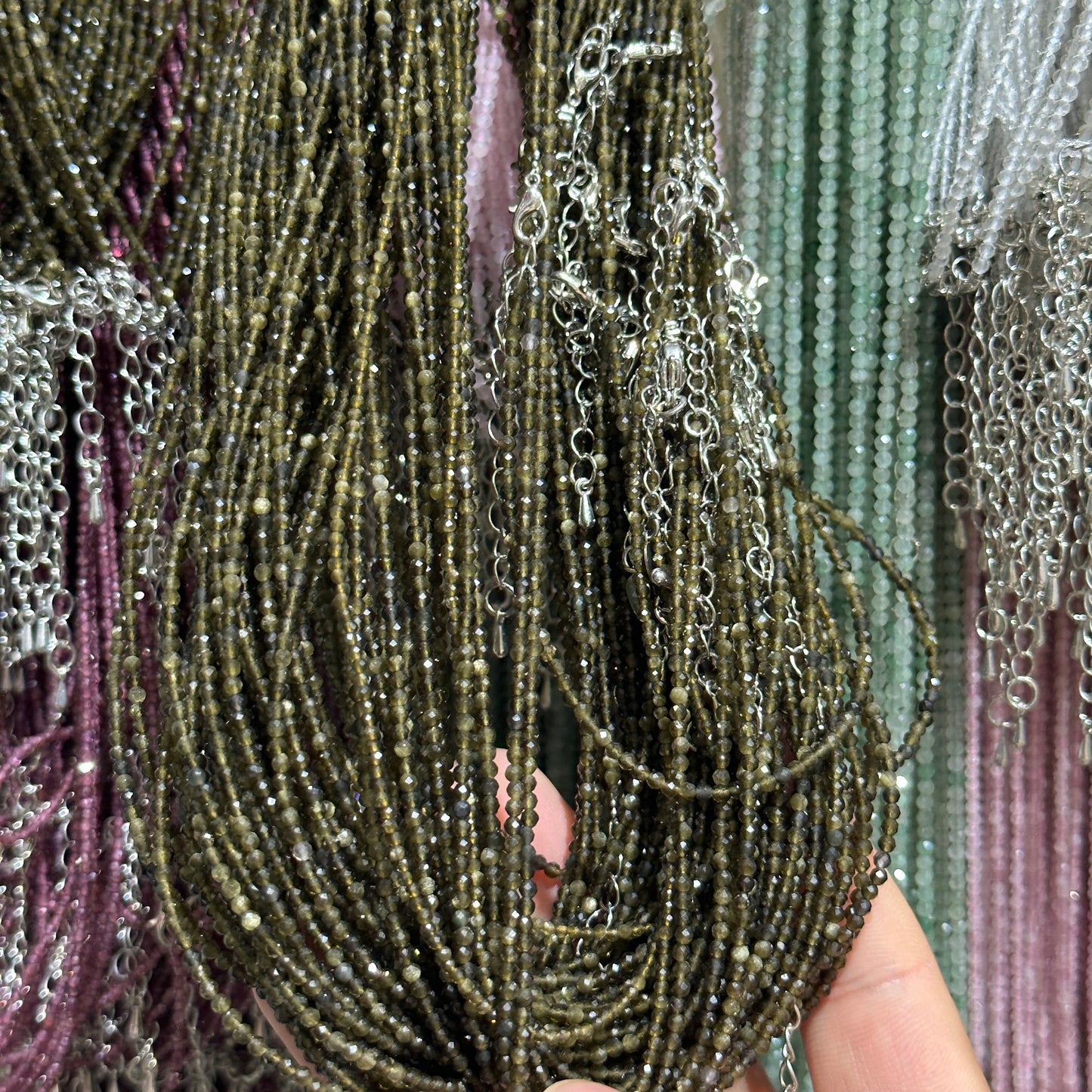 【2mm】 Faceted Natural Crystal Necklace Set | Timeless Sparkle Exquisite Handmade Jewelry