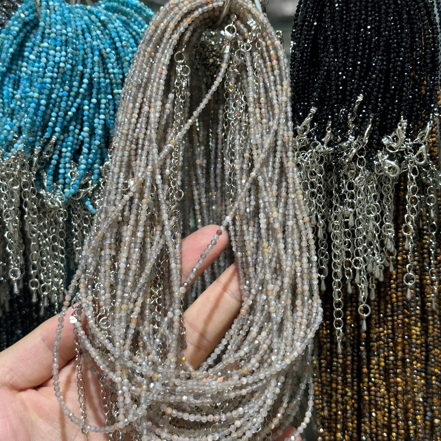 【2mm】 Faceted Natural Crystal Necklace Set | Timeless Sparkle Exquisite Handmade Jewelry