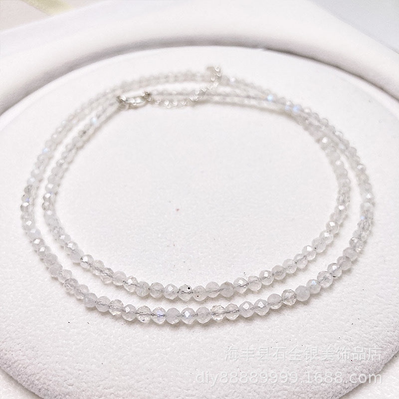 【2mm】 Faceted Natural Crystal Necklace Set | Timeless Sparkle Exquisite Handmade Jewelry