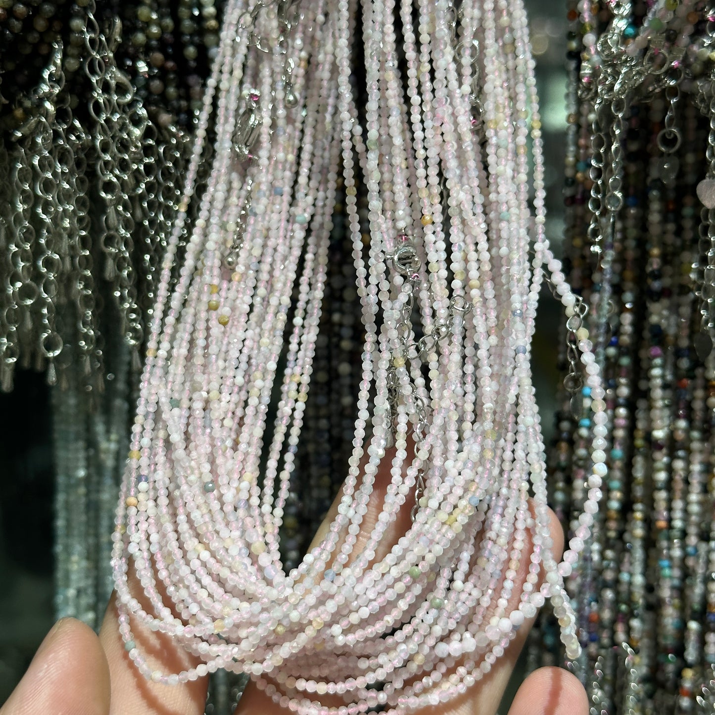 【2mm】 Faceted Natural Crystal Necklace Set | Timeless Sparkle Exquisite Handmade Jewelry