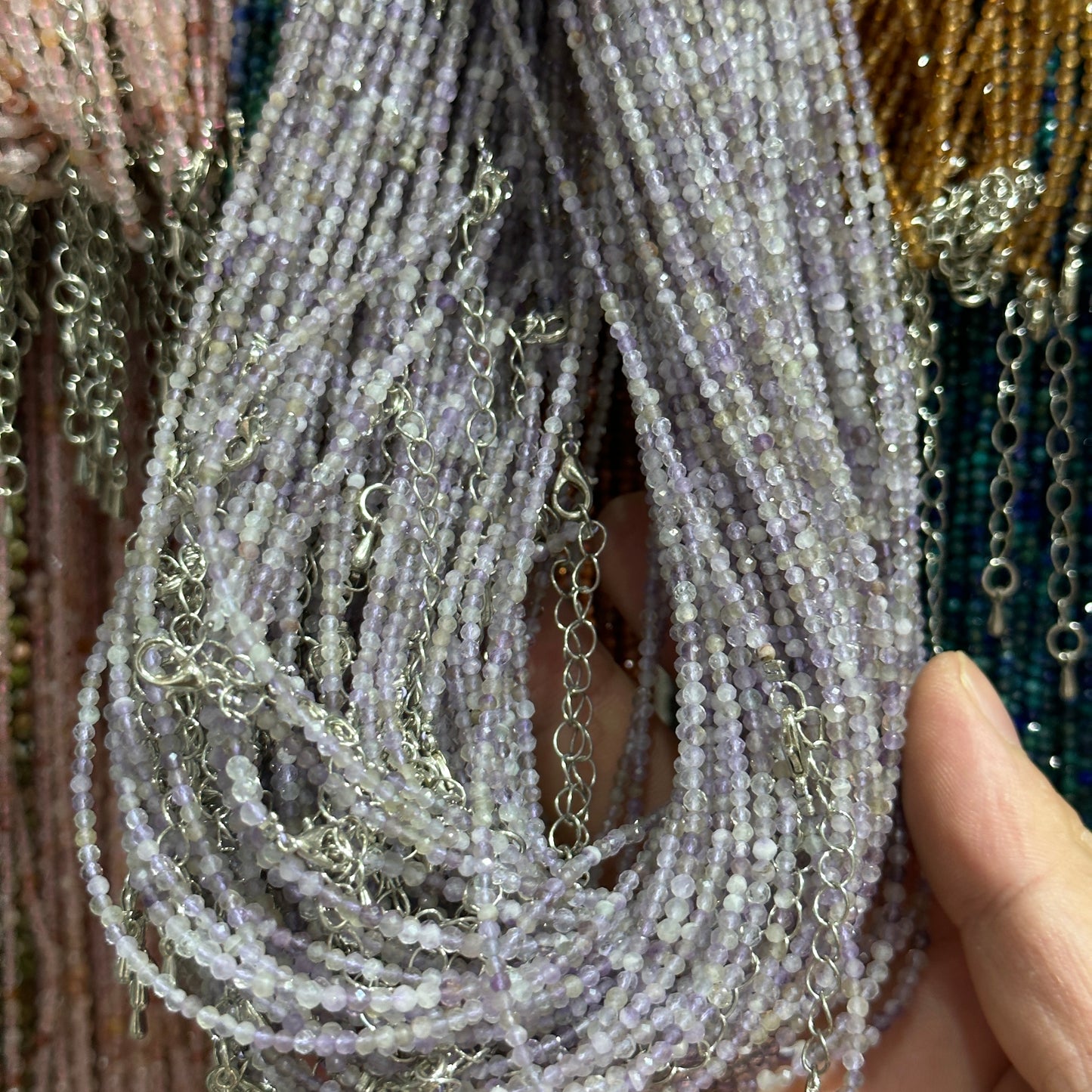 【2mm】 Faceted Natural Crystal Necklace Set | Timeless Sparkle Exquisite Handmade Jewelry