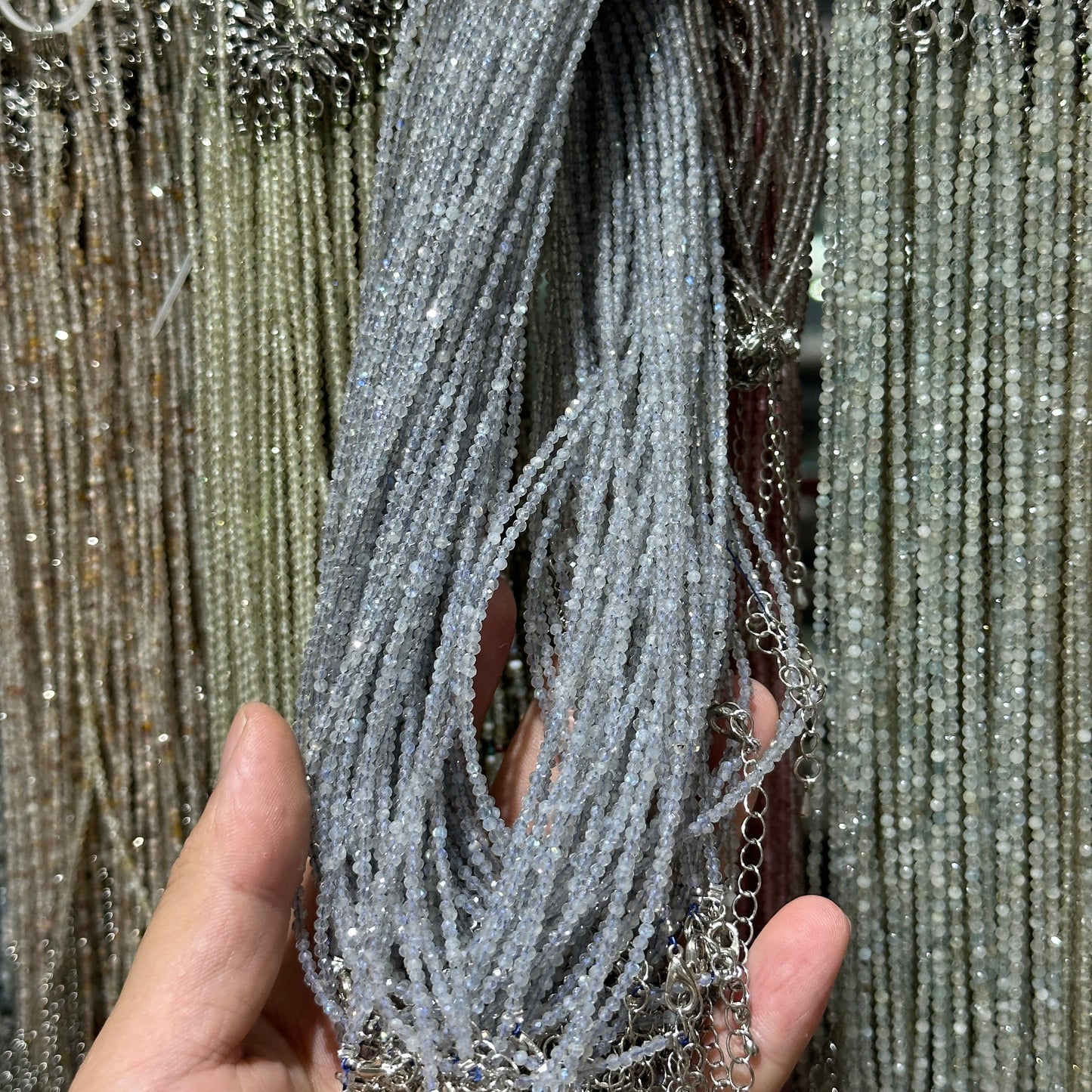 【2mm】 Faceted Natural Crystal Necklace Set | Timeless Sparkle Exquisite Handmade Jewelry