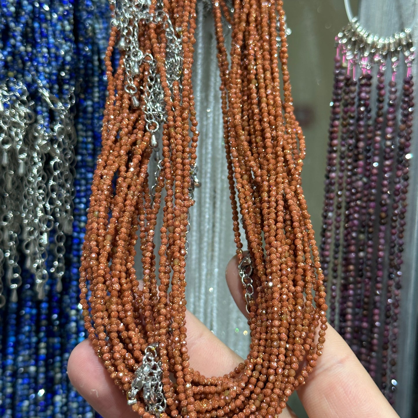 【2mm】 Faceted Natural Crystal Necklace Set | Timeless Sparkle Exquisite Handmade Jewelry