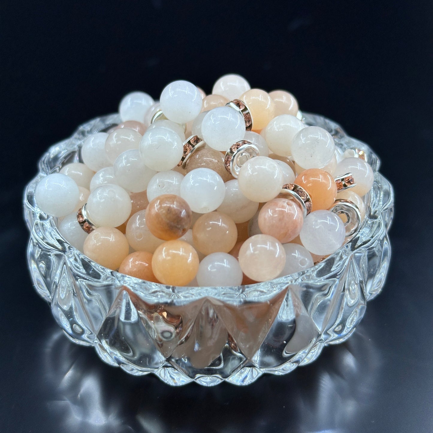 KEVI-DIY 8mm（±0.5mm)  Natural Crystal Bead Set | 180 Beads + Free Elastic  Strings & Charming Spacers | Make 8 Bracelets