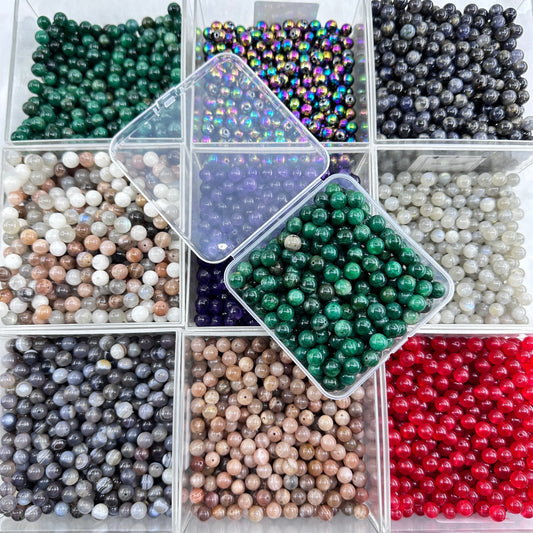 KEVI-DIY 【8mm】New Arrivals Natural Crystal Beads (Over 180 Pcs) with Box Needles Strings Spacers-New products are updated weekly at this link